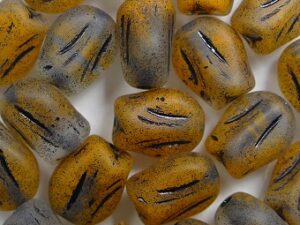 0060128 Mini Tulip Beads Matte Crystal-Orange Melee Black Patina 12 Pc.