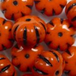 0060129 Opaque Orange Black striped pumpkin beads color 93120-46449