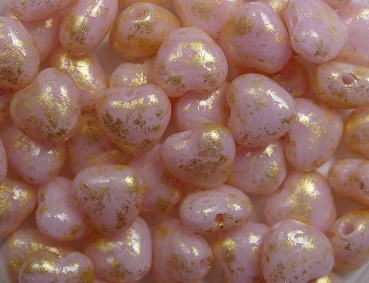 0070442 hartjes 6x6 mm Pink Opal Gold Splash kleur 71400-94401