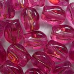 0070443 mini tulip bead 9×7 mm crystal fuchsia coated gold striped kleur 00030-54302-11034