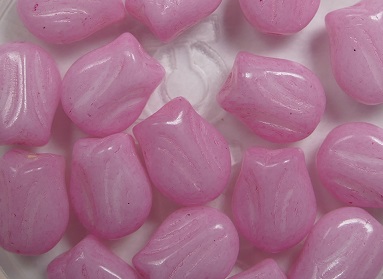 0070444 mini tulip bead 9×7 mm Pink Alabaster White Luster kleur 02010-31024