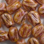 0070445 mini tulip bead 9×7 mm Pink Alabaster Rose Gold Lazura kleur 02010-65323