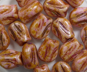 0070445 mini tulip bead 9x7 mm Pink Alabaster Rose Gold Lazura kleur 02010-65323