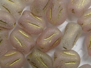 0070446 Mini Tulip Beads Matte Pale Crystal Pink Gold Touched 12 Pc. - Afbeelding 1