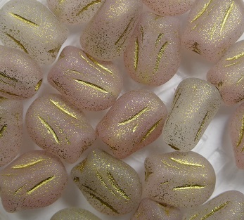 0070446 mini tulip bead 9x7 mm Matte Pale Crystal Pink Gold Touched kleur R0732-84100-54302