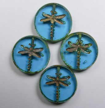 0090433 dragonfly beads 17 mm aquamarine travertin gold wash color 60020-86800-54302