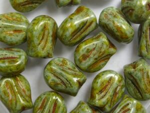 0100555 Mini Tulip Beads Alabaster Cardamom Lustered 12 Pc.
