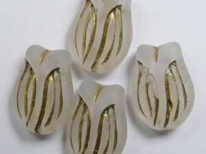 0150186 Tulip Bead Matte Crystal Gold Striped kleur 4 Pc. - Afbeelding 1