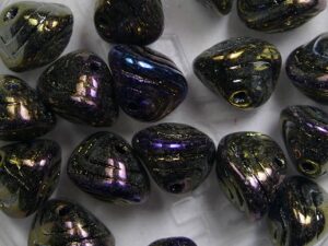0030336 Carved Bead Brown Iris 25 Pc.