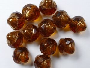 0030339 Dark Topaz Bronze Copper Facet Turbine Beads 10 mm 8 Pc. - Afbeelding 1