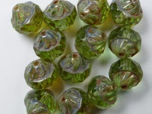0100560 Light Peridot Picasso Facet Turbine Beads 10 mm 8 Pc. - Afbeelding 1