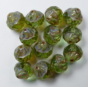 0100560 Light Peridot Picasso Turbine Beads 10 mm color 50500-86800