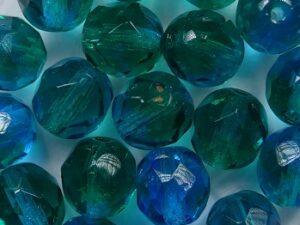 FP1-08-T0150 Blue Green Melee Czech Glass Facet Firepolish 8 mm 15 stuks