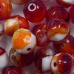 FP1-08-x1203 8 mm firepolish opaque opal red orange white melee