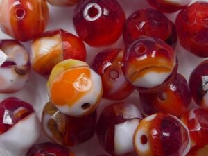 FP1-08-X1203 Opaque Opal Red Orange White Melee Czech Glass Facet Firepolish 8 mm 15 stuks