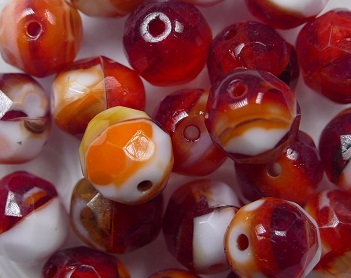 FP1-08-x1203 8 mm firepolish opaque opal red orange white melee