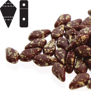 KT-13600-94401 kite beads Opaque brown gold splash