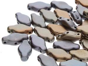 NV-00030-01670 Matte Metallic Leather Navette Beads 10 gram