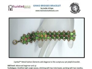 BQ2Cab Gratis Patroon met Ginko of Baroque 2 Hole Cabochons: Ginko Bridges bracelet - Afbeelding 1