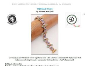 BQ2Cab Gratis Patroon met ChevronDuo, Baroque 2 Hole Cabochons of Kite Beads: Mermaid Tales Bracelet
