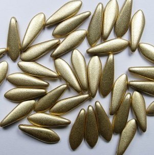 0040262 dagger beads 16x5 mm matte metallic flax color 00030-01710