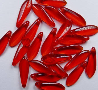 0050308 dagger beads 16x5 mm Light Siam Ruby color 90060