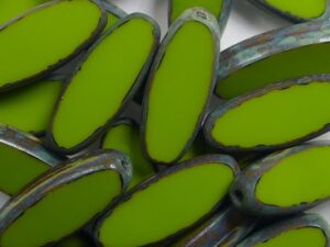 0100561 Opaque Olive Travertin Table Cut Bead. 6 Pc. - Afbeelding 1