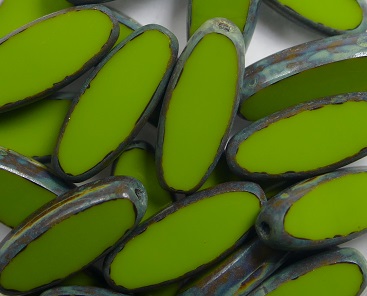 0100561 table cut bead 16×6 mm opaque olive travertin color 53420-86805