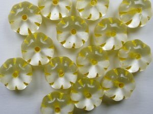 0130141 Crystal Bright Yellow Striped 8x11 mm Pumpkin Beads 7 Pc. - Afbeelding 1