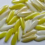 0130142 dagger beads 16×5 mm Opaque White Yellow Luster color 99990-14400