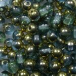 04-R-60000-26441 Round Beads 4 mm, Czech Glass Light Aquamarine Brass color 60000-26441