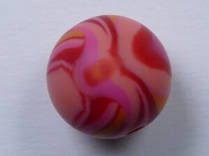 Pol-r12z-rro 12 mm Polaris ronde kraal, Zebra Rood Roze Oranje Gemeleerd