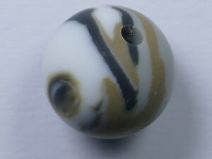 Pol-r12z-wzgb 12 mm Polaris ronde kraal, Zebra Wit Zwart Grijs Bruin Gemeleerd