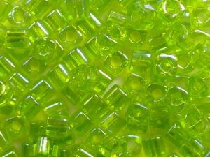 TC-03-0164 Transparent Rainbow Lime Green 3 mm Toho Cubes