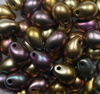 cd-7×5-00030-01620 czech drops 5×7 mm Matte Metallic Gold Copper Iris