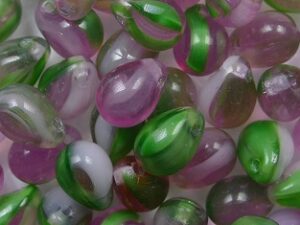 CD-7x5-X1678 5x7 mm Transparent-Opal White-Pink-Green Drops 50 Pc. - Afbeelding 1