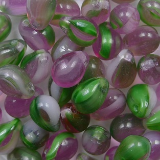 cd-7×5-X1678 czech drops 5×7 mm transparent opal white-pink-green