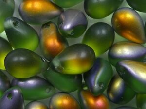 CD-6x9-50520-84110-27104 6x9 mm Matte Peridot Santander Czech Glass Drops 40 stuks - Afbeelding 1