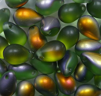 cd-9x6-50520-84110-27104 czech drops 9x6 mm matte peridot santander