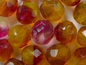 FP1-08-T0630 Topaz Opal Fuchsia Cherry Melee Czech Glass Facet Firepolish 8 mm 15 stuks