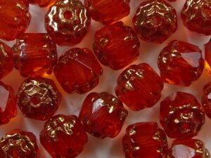 0060134 Hyacinth Copper Facet Cathedral Beads 6 mm. 12 Pc. - Afbeelding 1