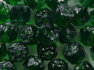 0100564 Bottle Green Silver Picasso Facet Cathedral Beads 6 mm. 12 Pc. - Afbeelding 1
