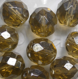 FP1-10-10200-14400 Smoke Topaz Luster Czech Glass Facet Firepolish