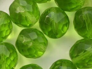 FP1-12-50120 Green Czech Glass Facet Firepolish 12mm