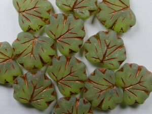 MPL-50220-54319-84100 Matte Olivine Copper Inlay Maple Leaf 15 Pc.