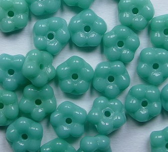 fb-63130 flower beads 5 mm opaque green turquoise