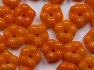FB-93120 Czech Glass Flower Beads, Opaque Orange 25 Pc. - Afbeelding 1