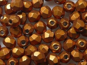 FP1-03-06B06 ColorTrends Saturated Metallic Russet Orange Czech Glass Facet Firepolish 3mm 50 stuks - Afbeelding 1
