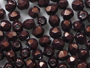 FP1-03-07B01 ColorTrends Saturated Metallic Chicory Coffee Czech Glass Facet Firepolish 3mm 50 stuks