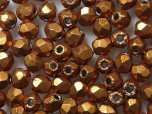 FP1-03-07B05 ColorTrends Saturated Metallic Hazel Czech Glass Facet Firepolish 3mm 50 stuks